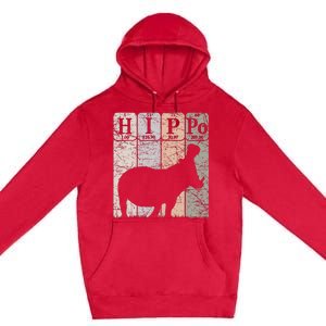 Hippo Periodic Table Elements Hippo Lover Hippopotamus Retro Premium Pullover Hoodie