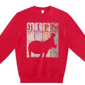 Hippo Periodic Table Elements Hippo Lover Hippopotamus Retro Premium Crewneck Sweatshirt