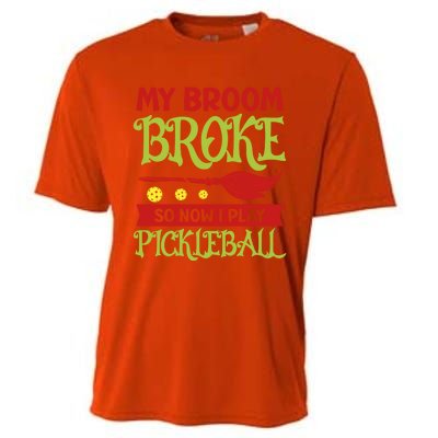 Halloween Pickleball Tee My Broom Broke So I Play Pickleball Gift Cooling Performance Crew T-Shirt