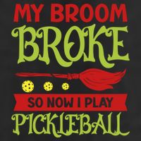 Halloween Pickleball Tee My Broom Broke So I Play Pickleball Gift 7 Panel Mesh Trucker Snapback Hat