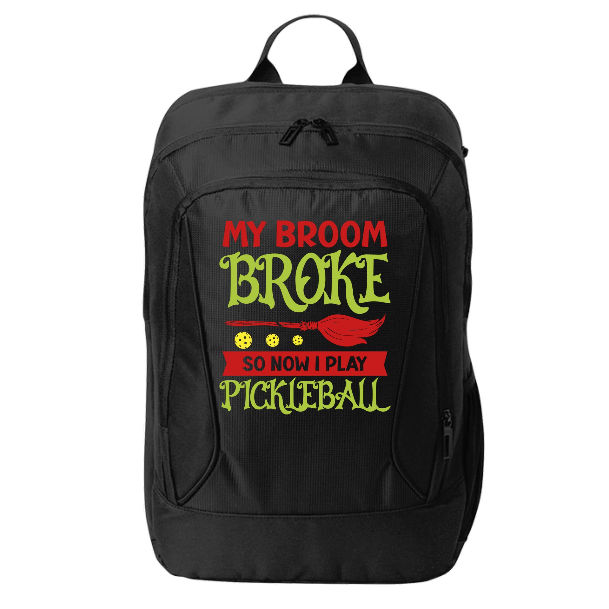 Halloween Pickleball Tee My Broom Broke So I Play Pickleball Gift City Backpack