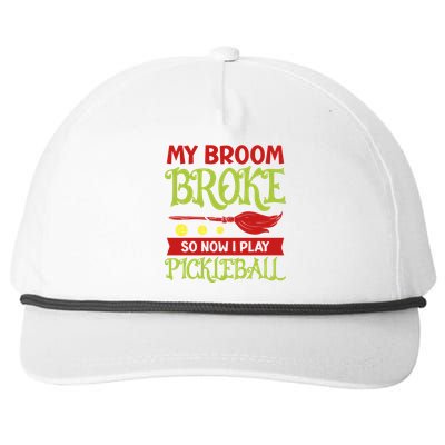 Halloween Pickleball Tee My Broom Broke So I Play Pickleball Gift Snapback Five-Panel Rope Hat