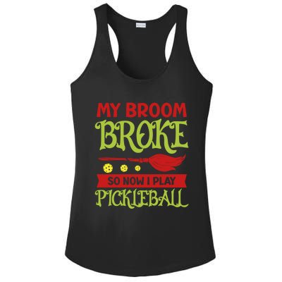 Halloween Pickleball Tee My Broom Broke So I Play Pickleball Gift Ladies PosiCharge Competitor Racerback Tank