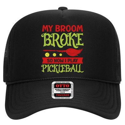 Halloween Pickleball Tee My Broom Broke So I Play Pickleball Gift Trucker Hat