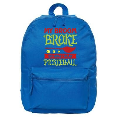 Halloween Pickleball Tee My Broom Broke So I Play Pickleball Gift 16 in Basic Backpack