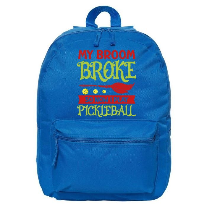 Halloween Pickleball Tee My Broom Broke So I Play Pickleball Gift 16 in Basic Backpack