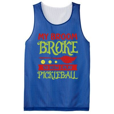 Halloween Pickleball Tee My Broom Broke So I Play Pickleball Gift Mesh Reversible Basketball Jersey Tank