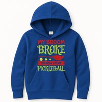 Halloween Pickleball Tee My Broom Broke So I Play Pickleball Gift Kids Hoodie