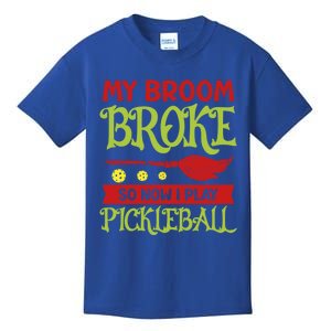 Halloween Pickleball Tee My Broom Broke So I Play Pickleball Gift Kids T-Shirt