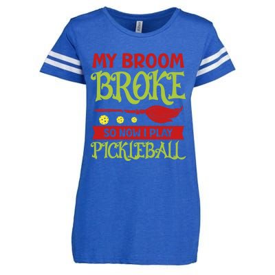 Halloween Pickleball Tee My Broom Broke So I Play Pickleball Gift Enza Ladies Jersey Football T-Shirt