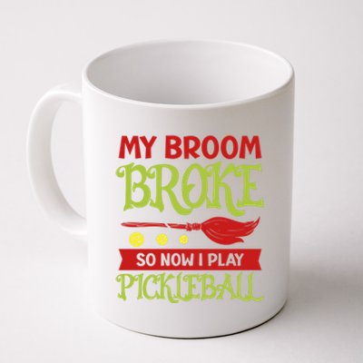 Halloween Pickleball Tee My Broom Broke So I Play Pickleball Gift Coffee Mug