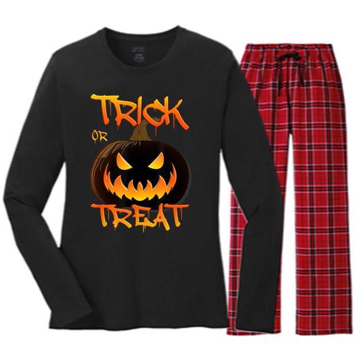 Halloween Pumpkin Trick Or Treat Costume Fancy Dress Women's Long Sleeve Flannel Pajama Set 