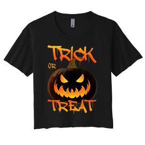 Halloween Pumpkin Trick Or Treat Costume Fancy Dress Women's Crop Top Tee