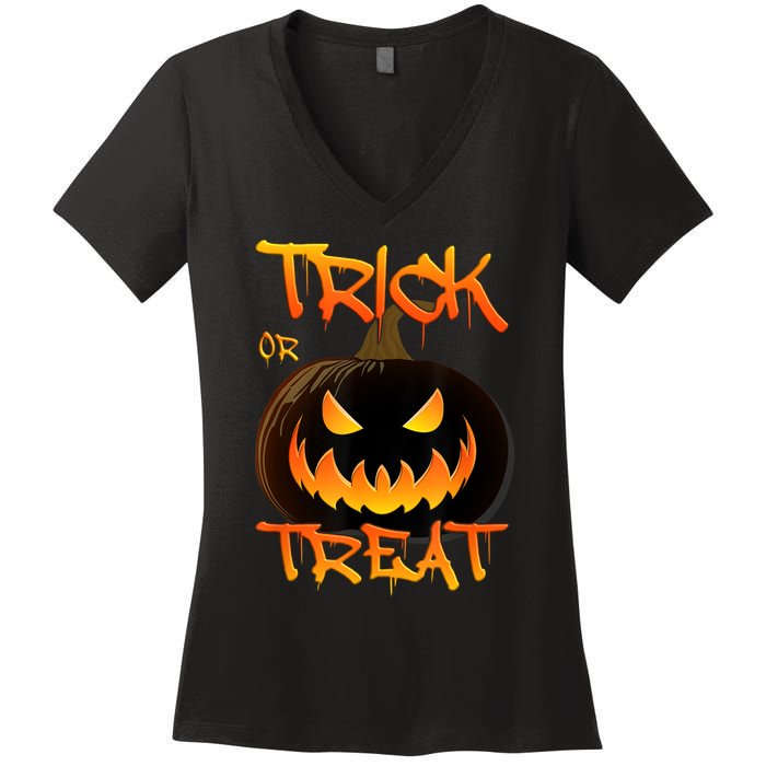 Halloween Pumpkin Trick Or Treat Costume Fancy Dress Women's V-Neck T-Shirt