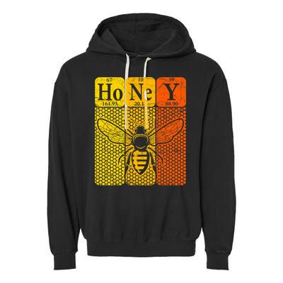 Honey Periodic Table Elements Beekeeper Retro Apiarist Garment-Dyed Fleece Hoodie