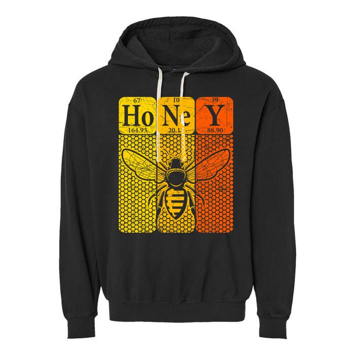 Honey Periodic Table Elements Beekeeper Retro Apiarist Garment-Dyed Fleece Hoodie
