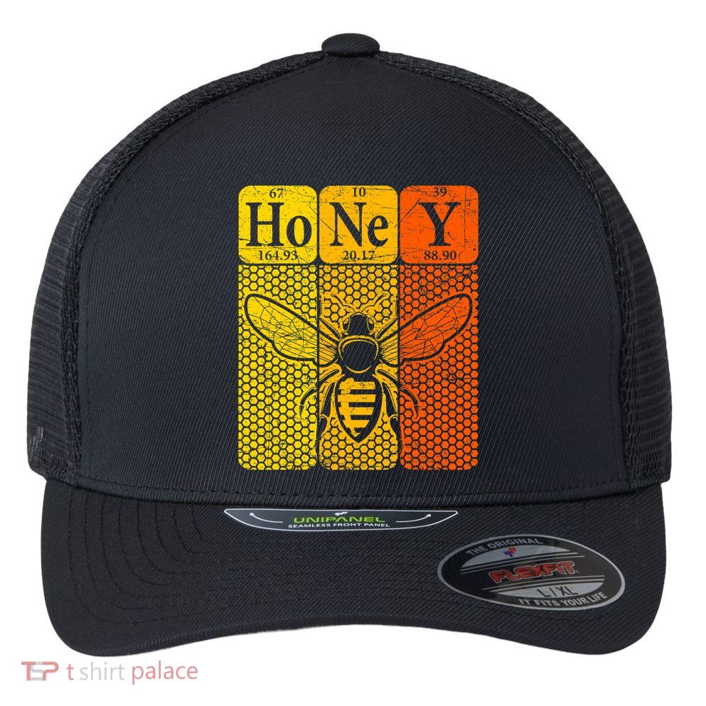 Honey Periodic Table Elements Beekeeper Retro Apiarist Flexfit Unipanel Trucker Cap