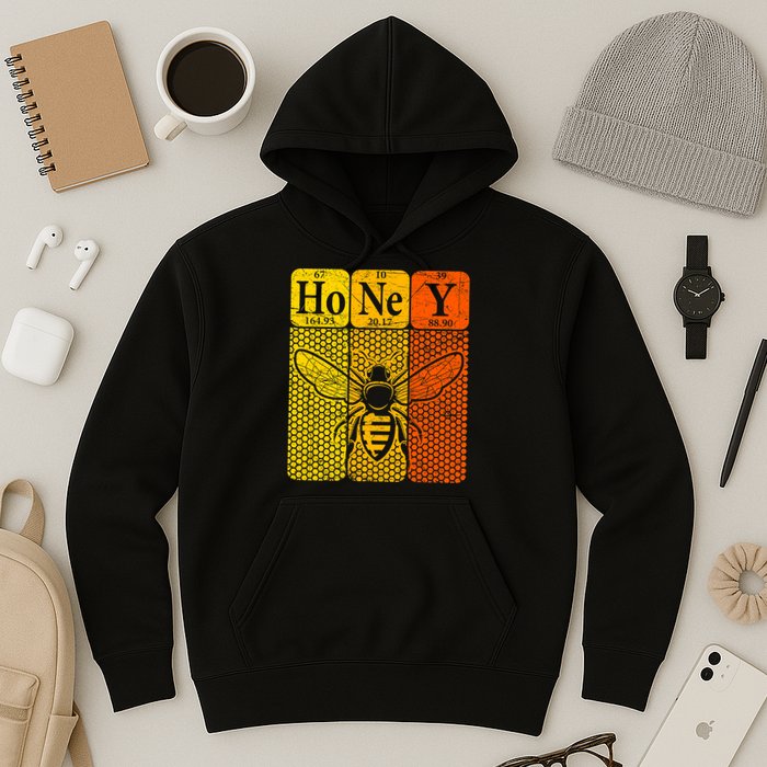 Honey Periodic Table Elements Beekeeper Retro Apiarist Hoodie