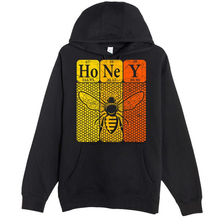 Honey Periodic Table Elements Beekeeper Retro Apiarist Premium Pullover Hoodie
