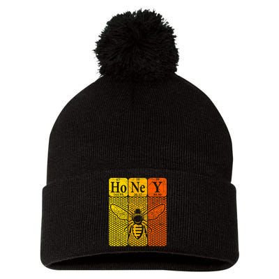Honey Periodic Table Elements Beekeeper Retro Apiarist Pom Pom 12in Knit Beanie