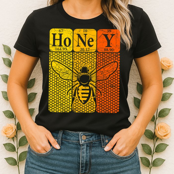 Honey Periodic Table Elements Beekeeper Retro Apiarist Womens T-Shirt