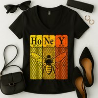 Honey Periodic Table Elements Beekeeper Retro Apiarist Women's V-Neck T-Shirt