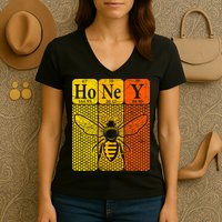 Honey Periodic Table Elements Beekeeper Retro Apiarist Women's V-Neck T-Shirt