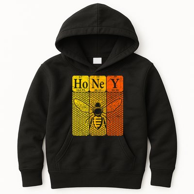Honey Periodic Table Elements Beekeeper Retro Apiarist Kids Hoodie