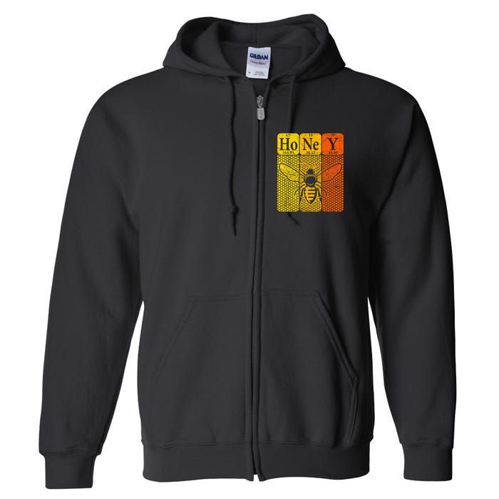 Honey Periodic Table Elements Beekeeper Retro Apiarist Full Zip Hoodie