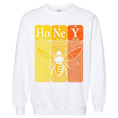 Honey Periodic Table Elements Beekeeper Retro Apiarist Garment-Dyed Sweatshirt