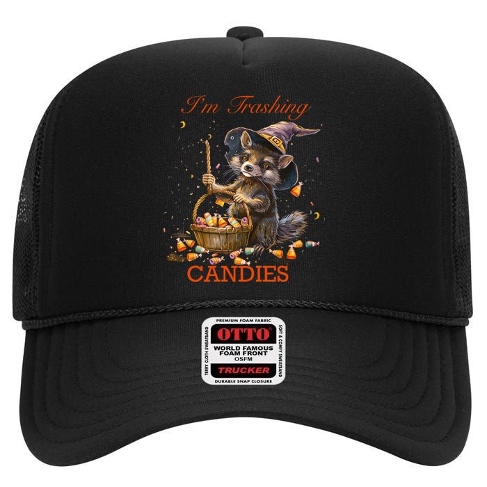 Halloween Pumpkin Trick And Treats High Crown Mesh Back Trucker Hat