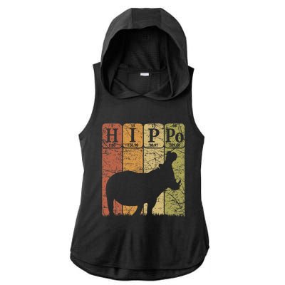 Hippo Periodic Table Elements Hippo Lover Hippopotamus Retro Ladies PosiCharge Tri-Blend Wicking Draft Hoodie Tank