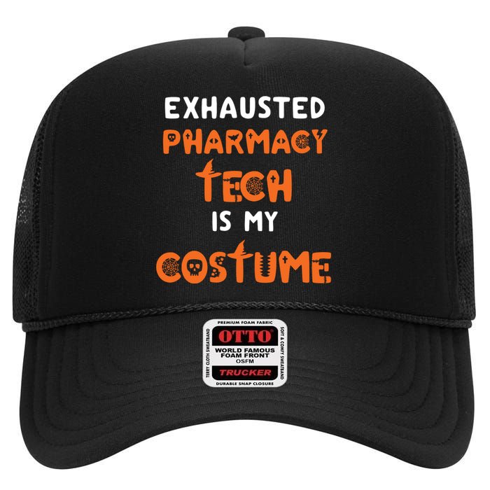 Halloween Pharmacy Tech Humor Pharmacist Costume Funny High Crown Mesh Back Trucker Hat