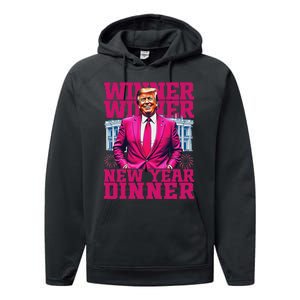 Humor Pinke Trump Winner Winner New YearS Dinner 2025 Trump Performance Fleece Hoodie