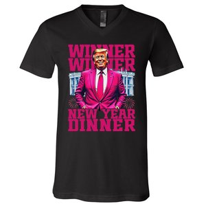 Humor Pinke Trump Winner Winner New YearS Dinner 2025 Trump V-Neck T-Shirt