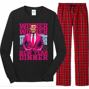 Humor Pinke Trump Winner Winner New YearS Dinner 2025 Trump Long Sleeve Pajama Set