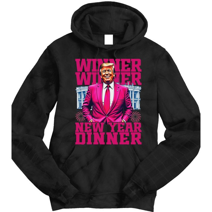 Humor Pinke Trump Winner Winner New YearS Dinner 2025 Trump Tie Dye Hoodie