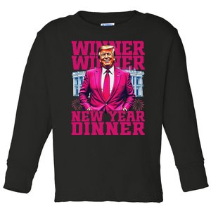 Humor Pinke Trump Winner Winner New YearS Dinner 2025 Trump Toddler Long Sleeve Shirt