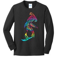 Hawaii Polynesian Tribal Hammerhead Shark Aloha Ocean Kids Long Sleeve Shirt