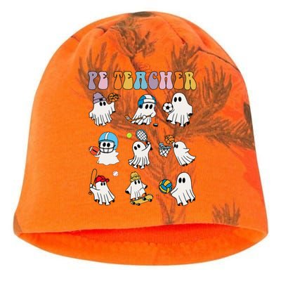 Halloween Pe Teacher Ghost Playing Soccer Football Baseball Gift Kati - Camo Knit Beanie