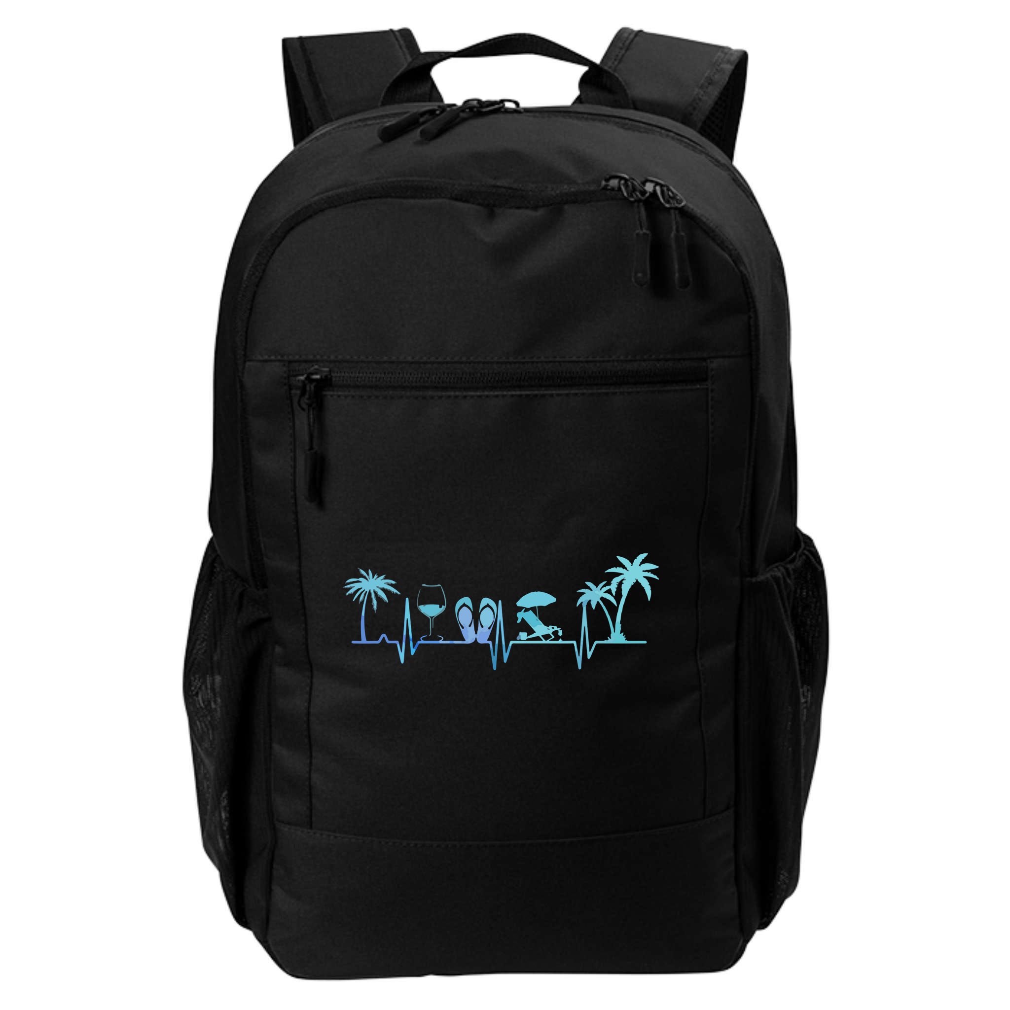 Heartbeat Palm Tree Wine Glass Flipp Flop Summer Lover Backpack