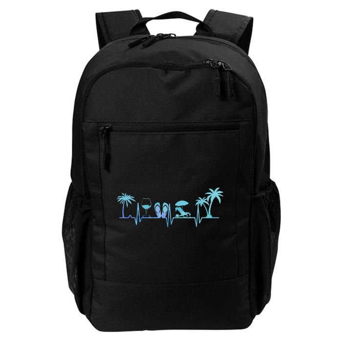 Heartbeat Palm Tree Wine Glass Flipp Flop Summer Lover Backpack