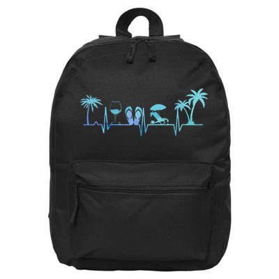Heartbeat Palm Tree Wine Glass Flipp Flop Summer Lover 16 in Basic Backpack