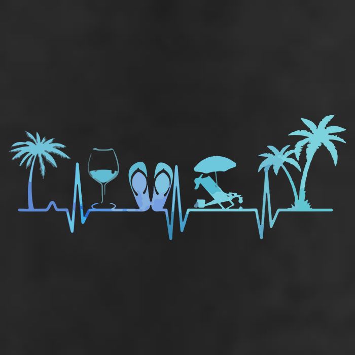Heartbeat Palm Tree Wine Glass Flipp Flop Summer Lover 25L Jumbo Tote