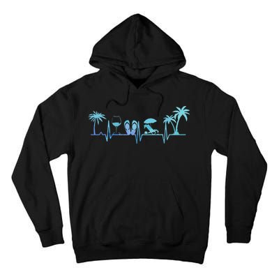 Heartbeat Palm Tree Wine Glass Flipp Flop Summer Lover Tall Hoodie