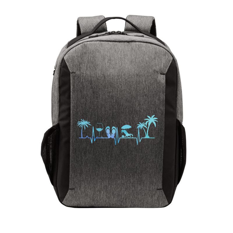 Heartbeat Palm Tree Wine Glass Flipp Flop Summer Lover Vector Backpack