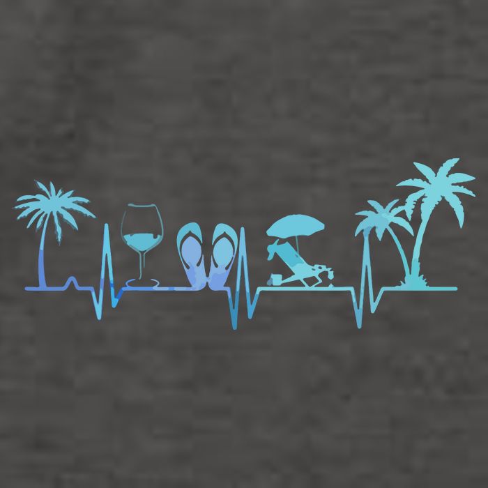 Heartbeat Palm Tree Wine Glass Flipp Flop Summer Lover Vector Backpack