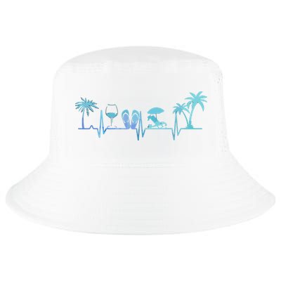 Heartbeat Palm Tree Wine Glass Flipp Flop Summer Lover Cool Comfort Performance Bucket Hat