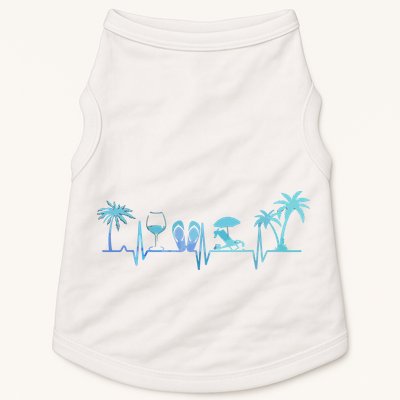 Heartbeat Palm Tree Wine Glass Flipp Flop Summer Lover Doggie Tank