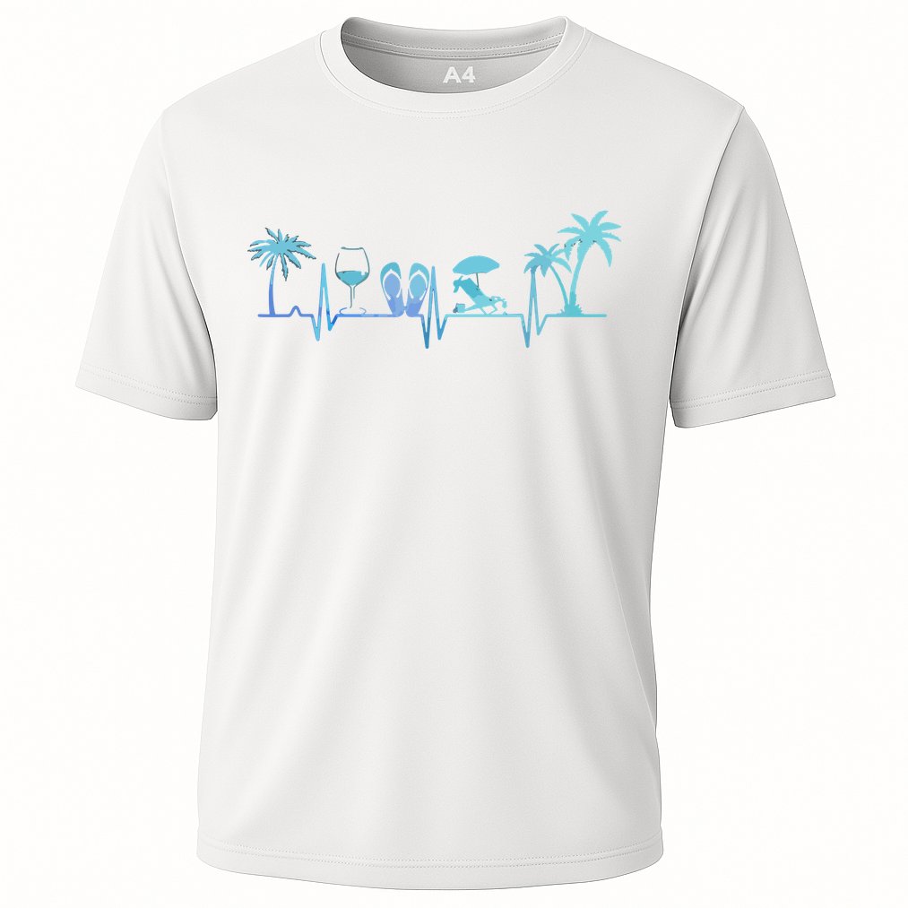 Heartbeat Palm Tree Wine Glass Flipp Flop Summer Lover Performance Shirt